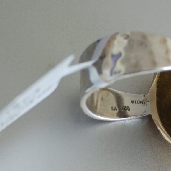 YS India Oval Labradorite Light Blue Ring in sterling silver 925 & Brass Sz.8 - Picture 16 of 16